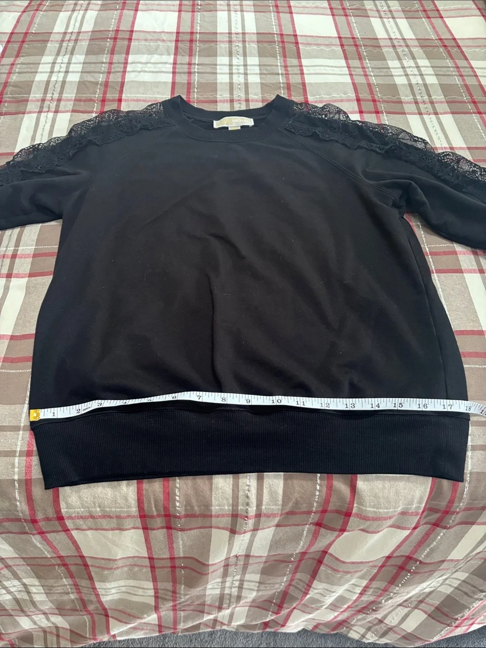 Michael Kors Black Lace-Trim Raglan Pullover
